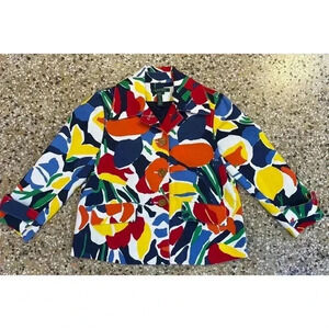 Ralph Lauren Petite medium Cotton Multi Color Floral Jacket